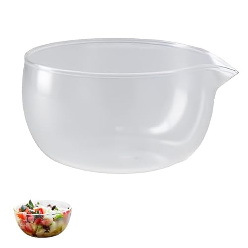 oooaooo Matcha Schale mit Ausgießer, 370 ML Salatschüssel Glas, Matcha Bowl mit Ausgießer, Matcha Schüssel mit Ausguss Glas Matcha-Schale für Traditionelle Teerituale Dessert Dessert Saucen von oooaooo