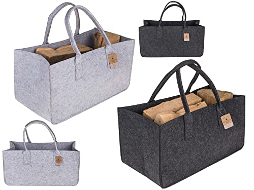 1 x wunderschöne Filztasche Kaminwunderschöne Holztasche Filzkorb Kaminholztasche Kaminholzkorb Korb Filz Zeitungsständer Zeitungskorb in grau oder schwarz von ootb
