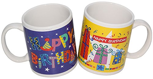 OOTB Geschenkset Happy Birthday Becher Tassen 2er Set in Geschenkbox Blau-Gelb von ootb