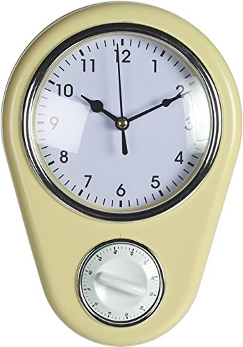 OOTB Wanduhr »Kitchen« Retro 50er Jahre Design mit Kurzzeitwecker (Beige) von ootb