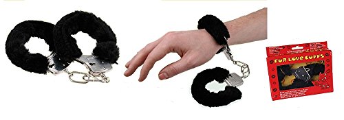Plüsch Handschellen ROT, ROSA oder SCHWARZ in Geschenkbox (schwarz) von ootb