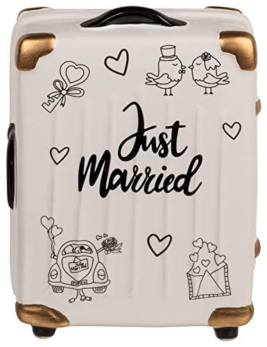 Spardose Brautpaar Geldgeschenk Geschenkidee Hochzeitsgeschenk Trolley Koffer »Just Married« Keramik von ootb