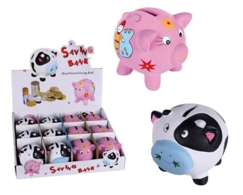 ootb 12 Stück Keramikspardose 'Kuh & Schwein Spardose Sparschwein von ootb