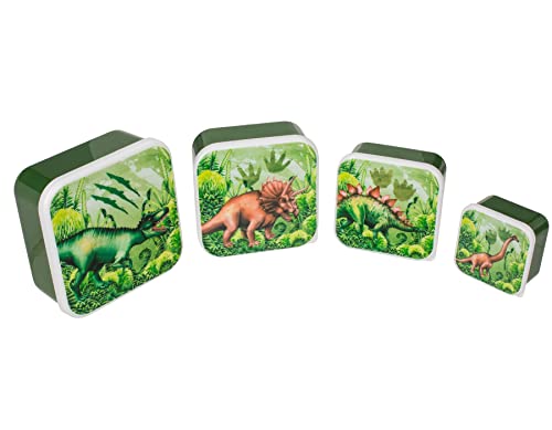 ootb Brotdosen Lunchbox Brotbüchsen »Dinosaurier« Schule Kindergarten Vesper 4er Set von ootb