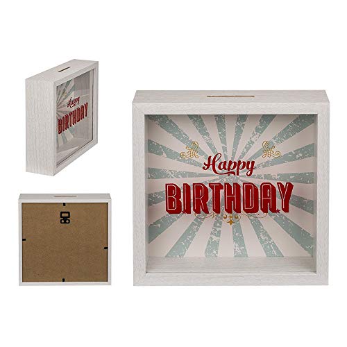 ootb Spardose Geldgeschenk »Happy Birthday« Sparen Sparbüchse 20·20cm Weiß Rot Blau von ootb