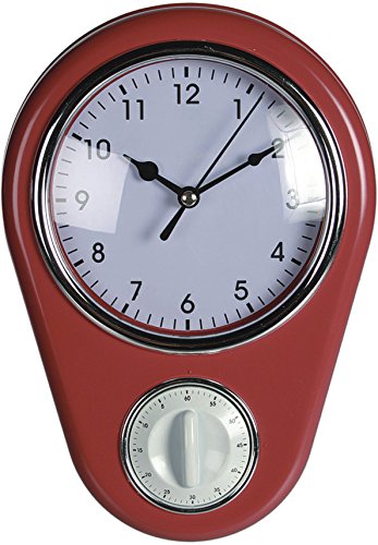 OOTB Wanduhr »Kitchen« Retro 50er Jahre Design mit Kurzzeitwecker (Rot) von ootb