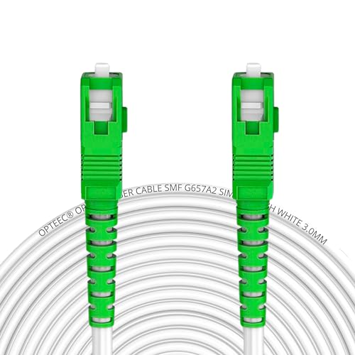 opteec® - Glasfaserkabel geschirmt – 10 m – Orange//SFR/Bouygues/SOSH/RED by SFR – Verlängerung/Strumpfband – SC-APC auf SC-APC verstärkt – Simplex Monomode. – Weiß (10 m) von opteec