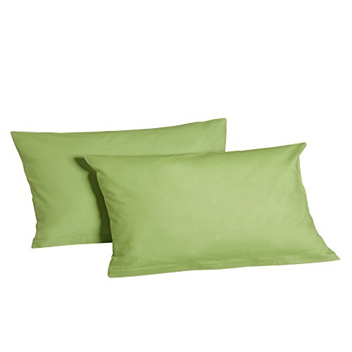 2X Teilig Renforcé Kissenhüllen Kissenbezug Kissenbezüge 100% Baumwolle (40 cm x 80 cm, Grün) von optidream