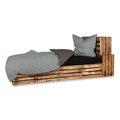 4-Teilige hochwertige Renforcé-Bettwäsche UNI-WENDE in anthrazit/silber 2x 135x200 Bettbezug + 2x 80x80 Kissenbezug , 100% Baumwolle von optidream