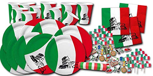ORDENO Italien Flagge Motiv-Partygeschirrset Bella Italia von ORDENO