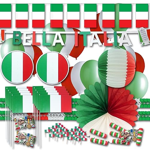 ordeno.eu Partyset Italien Deko Set groß - italienische Partydekoration im Design der Italien Flagge von ordeno.eu Partyset
