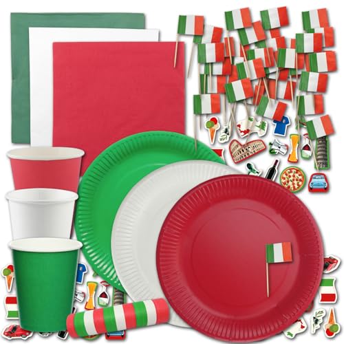 Italien Partygeschirr-Set BASIC grün-weiß-rot Italien Partygeschirr-Set BASIC grün-weiß-rot von ORDENO