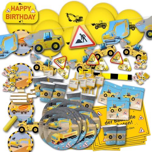 ORDENO Kindergeburtstag Baustelle Partyset XXL - Partydeko & Partygeschirr im Sparset von ORDENO