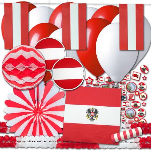 Österreich Länderdeko Partyset Basic rotweißrot - Hochwertige Partydeko für Geburtstage, Silvester, Fasching, Karneval, Fußball WM & Euro, etc. Österreich Länderdeko Partyset Basic rotweißrot - Hochwertige Partydeko für Geburtstage, Silvester, Fasching, Karneval, Fußball WM & Euro, etc. von ORDENO