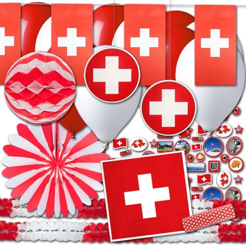 ordeno.eu Partyset Schweiz Flagge Länderdekoset rotweiß Basic von ordeno.eu Partyset