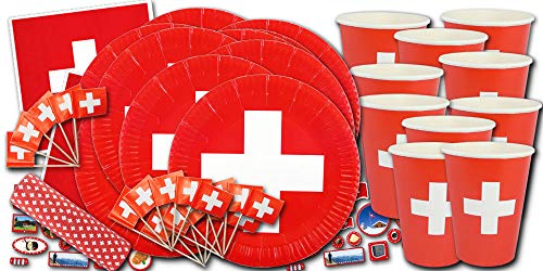 ordeno.eu Partyset Schweiz Flagge Partygeschirr Set von ordeno.eu Partyset