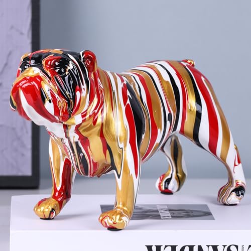 orenm Bulldoggen-Statue, Heimdekoration, Graffiti-Kunst-Sammelfigur, Harz-Skulpturen, Handwerk, Ornamente, Innenbereich, Wohnzimmer, Büro, Studio, Bücherregal, Dekoration, Geschenke (Spritzfarbe, C) von orenm