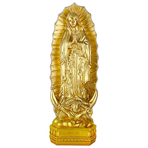 orenm Guadalupe Statue Figur - Statue Guadalupe Heilige Jungfrau Maria Figur Kollektion, religiöse katholische Statue,Geschenk,Tischplatte Dekoration für Zuhause und Büro 20cm hoch(Gold) von orenm