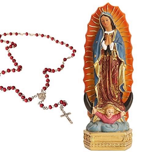 orenm Guadalupe Statue Figur - Statue Heilige Jungfrau Maria Figur Kollektion, religiöse katholische Statue,Geschenk,Tischplatte Dekoration für Zuhause und Büro 20cm hoch(Farbe) von orenm