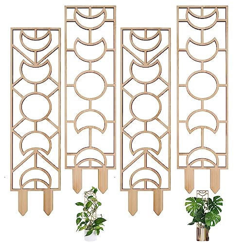 Holz-Pflanzenrankgitter für Kletterpflanzen im Innenbereich, Decorify Rankhilfe für Zimmerpflanzen, Pflanzenstütze mit feuchtigkeitsbeständiger Schicht für Weinreben, Efeu, Hoya (4 Stück, De). von origreen
