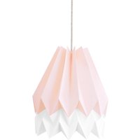 Pendelleuchte, Origami Lampe, Papierschirm | Pastellrosa Mit Polarweißen Streifen von orikomi