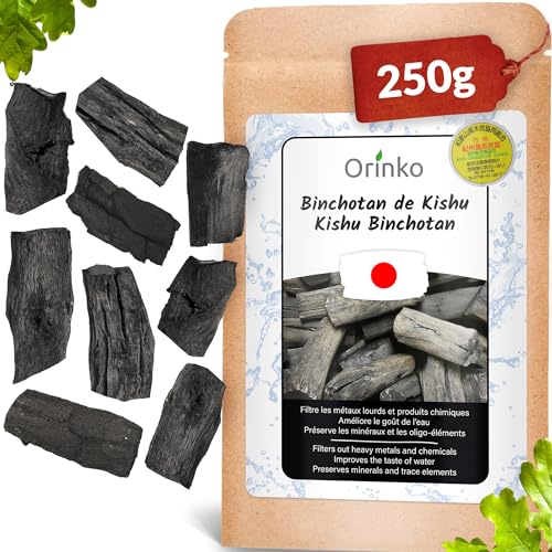 ORINKO Japanisches Kishu Binchotan – 250 g Aktivkohlefilter für natürliche Wasserreinigung von orinko