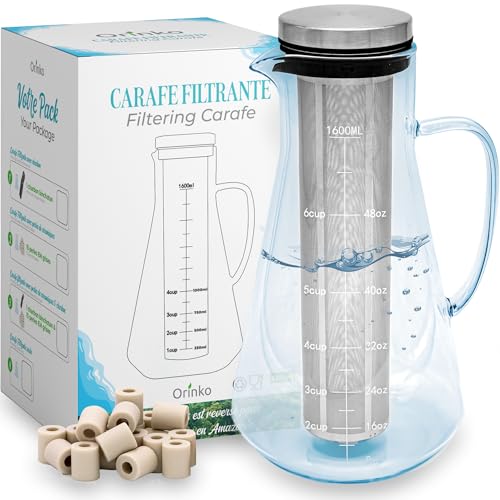 ORINKO Wasserreinigungsset – 15 Keramikperlen & 1,6 L Glaskaraffe – Natürlicher Wasserfilter für sauberes & frisches Trinkwasser ORINKO Wasserreinigungsset – 15 Keramikperlen & 1,6 L Glaskaraffe – Natürlicher Wasserfilter für sauberes & frisches Trinkwasser von orinko