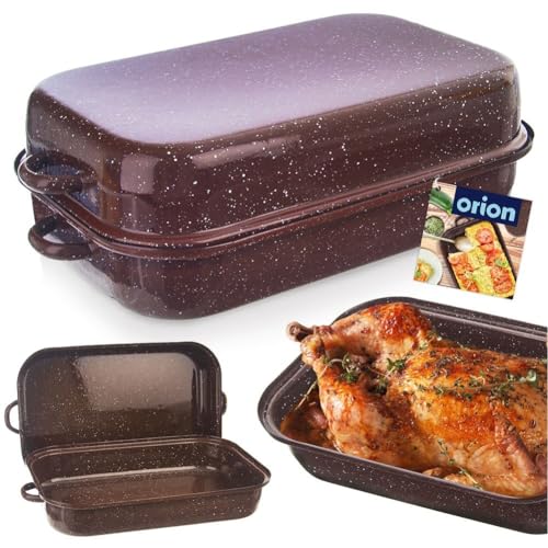 orion group Emaille-Bräter emaillierter Bräter Bratpfanne Brattopf mit Deckel 1,5 L von orion group