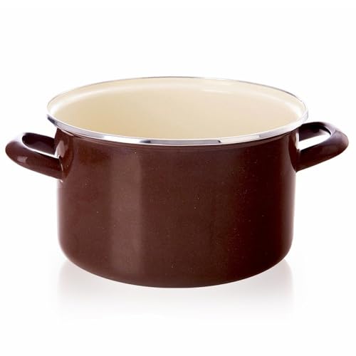 Emaille-Topf Kochtopf Schmortopf emailliert BROWN 20 cm 3 L von orion group
