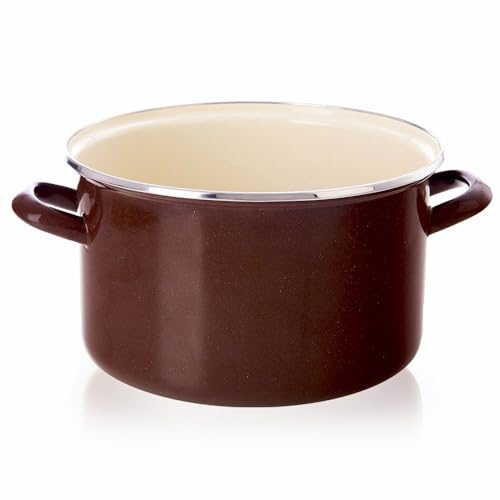Emaille-Topf Kochtopf Schmortopf emailliert BROWN 22 cm 4 L von orion group