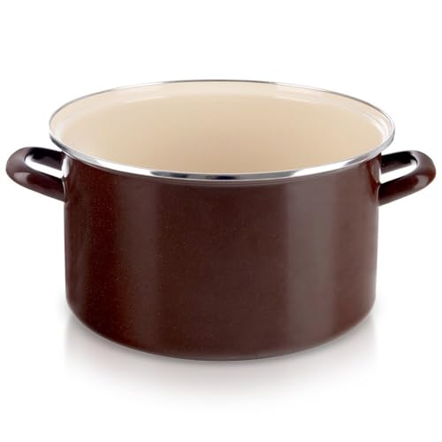 Emaille-Topf Kochtopf Schmortopf emailliert braun BROWN 32 cm 11,5 L von orion group