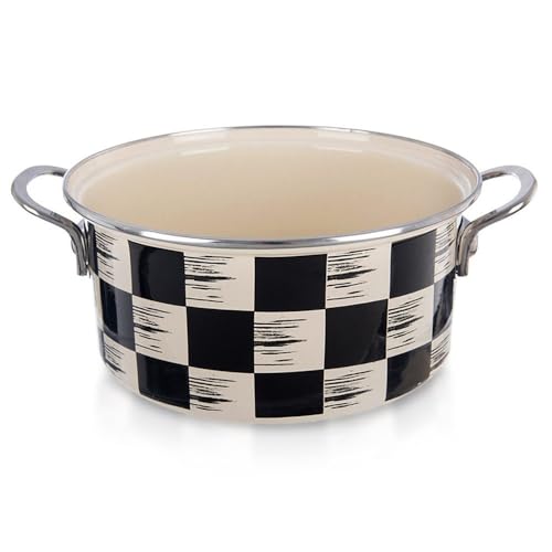Emaille-Topf Kochtopf Schmortopf emaillierter Topf SCHACHBRETT 22 cm 3 L von orion group