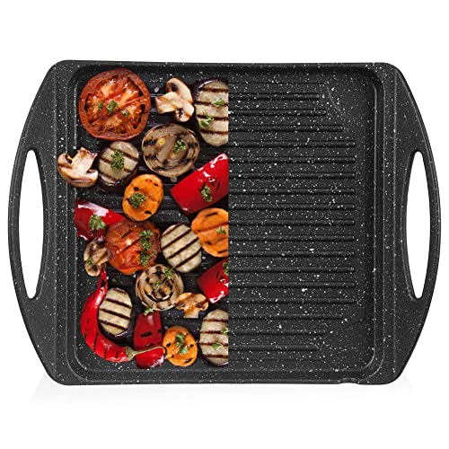 Grillplatte Grillpfanne Platte zum Grillen Braten rechteckig mit Granitbeschichtung GRANDE 34x26,5 cm von orion group