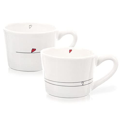 Keramikbecher Becher/Tasse Keramiktassen Teetasse Kaffeeetasse mit Henkel Herzen 2er-Set 200 ml von orion group