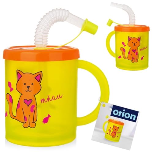 Kinderbecher Trinkbecher Becher Tasse mit Trinkhalm für Kinder Katze 260 m von orion group