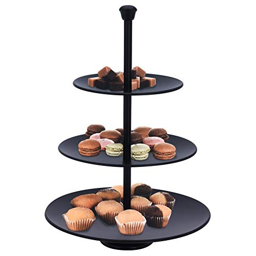 Orion Etagere aus Stahl | Kuchenplatte Kuchenständer Servierständer | 3-stöckig (Schwarz) von orion group