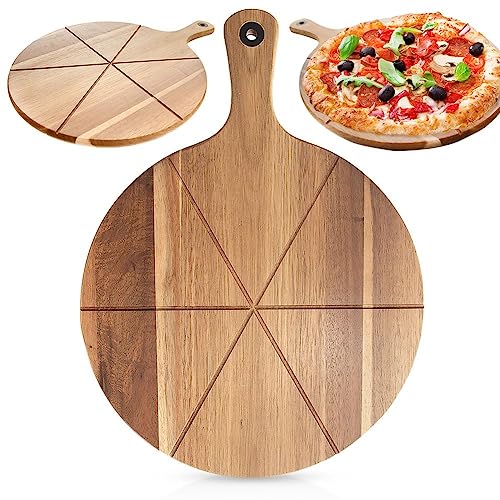 orion group Pizzabrett Schneidebrett Servierbrett Holzbrett Pizzateller für Pizza aus Holz 43,5x32 cm von orion group