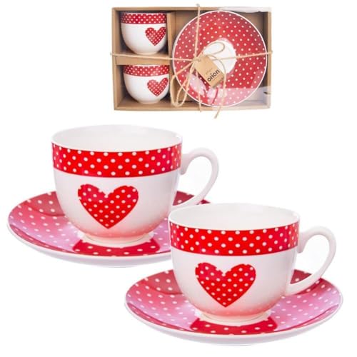 Porzellantasse Tassen Kaffeetasse Teetasse Tassen-Set mit Untersetzer 280 ml 2 Stk. von orion group