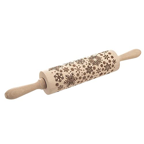 Teigrolle Nudelholz Teigroller Nudelrolle Nudelwalker dekorativ drehbar aus Holz Schneeflocken 39 cm Teigrolle Nudelholz Teigroller Nudelrolle Nudelwalker dekorativ drehbar aus Holz Schneeflocken 39 cm von orion group