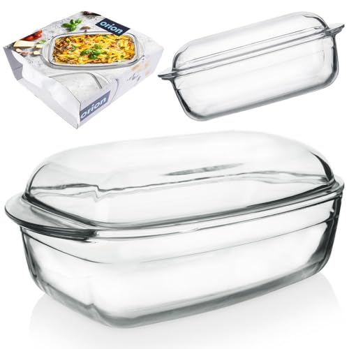 orion group Auflaufform Backform hitzebeständig Glasbräter mit Deckel 32,5x19x13 cm 2,9 L von orion group
