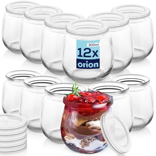 orion group Joghurtglas Dessertglas Glasbehälter Einmachgläser mit Deckel 300 ml 12 Stk. von orion group