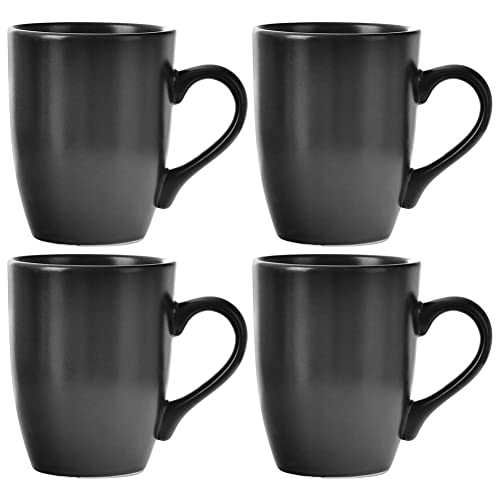 orion group Keramikbecher Keramiktasse Kaffeetasse Teetasse schwarz mit Henkel mikrowellengeeignet 4x350 ml Set ALFA von orion group