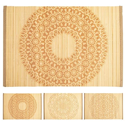 orion group Platzmatte Tischmatte Platzdeckchen Unterlage für Teller Besteck aus Bambusholz aufrollbar mit Mandala-Muster 30x45 cm von orion group