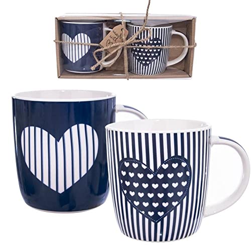 orion group Porzellanbecher Trinkbecher Becher Kaffeebecher Teebecher Kaffeetasse Teetasse mit Henkel 2er-Set 390 ml von orion group