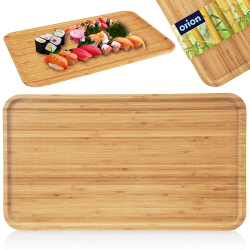 orion group Servierbrett aus Holz Servierplatte Serviertablett Bambusbrett Holzbrett 44x25x1,5 cm von orion group