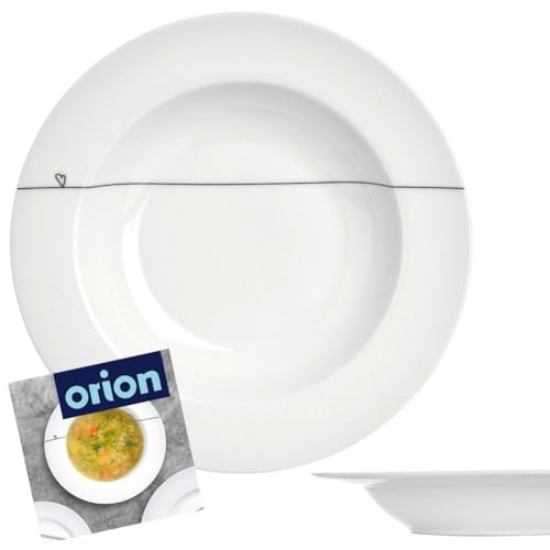 orion group Suppenteller Speiseteller Tiefteller aus Porzellan weiß HERZEN 22 cm 250 ml von orion group