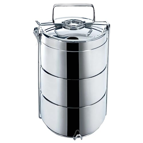 orion group Tragbarer Lebensmittelbehälter Mehrzweck-Kochgeschirr Camping-Kochgeschirr Thermobehälter 3-stufig 3x900 ml von orion group