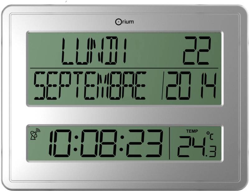 orium Uhr Digitaluhr mit Datenanzeige funkgesteuert grau von orium