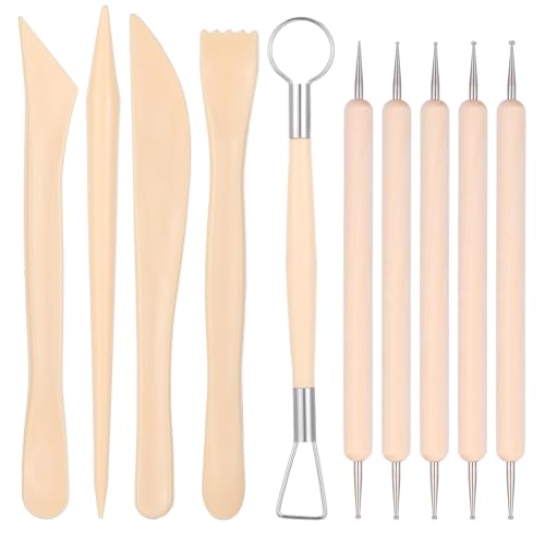 Oruola 10 Stück Ton Werkzeug Set,Modellierwerkzeug Ton Set,Sculpting Tools Clay,Töpferwerkzeug,Punktierwerkzeuge,Doppelseitigem Clay Tools für Prägung Tonmodellierung DIY Kunsthandwerk von oruola