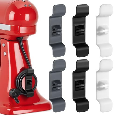 Oruola 6 Stück Kabel Organizer Selbstklebend,Kabelaufwickler,Kabel Organizer für Geräte,Kabelwickler für Küchengeräte Mixer Reiskocher Air Fryer,Beenden den Kabelsalat,Schwarz/Weiß/Grau von oruola